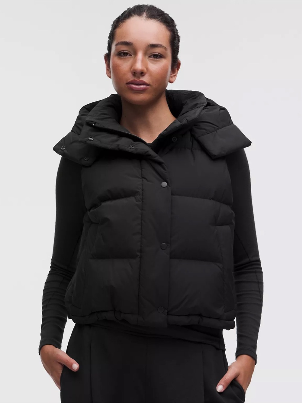 Lululemon Wunder Puff 600-Down-Fill Cropped Vest Black $268 *Vest Only, No Hood*
